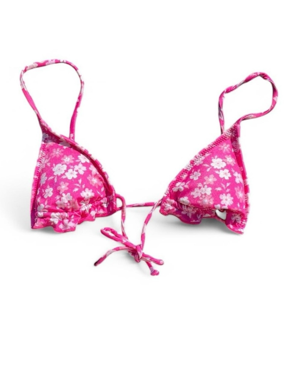 Pink Floral Triangle Bikini Top